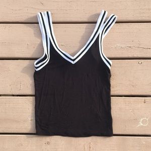 AEO Essentials Black Tank with White Straps